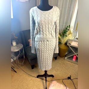 Two Piece Gray Sweater Skirt and Top - NWT